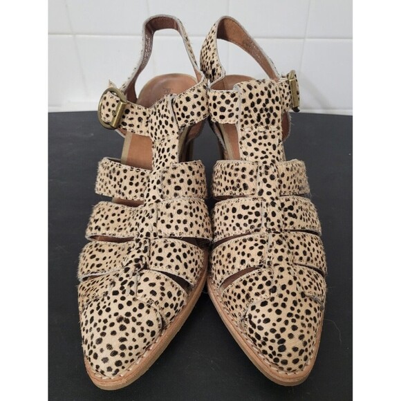 Jeffrey Campbell Angora Calf Hair Sandals Brown/Beige Jaguar Size 8